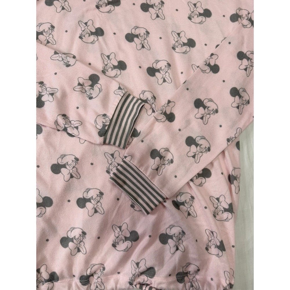Disney Minnie Mouse Pink Gray Pajama Set Top Pants Women Medium - Picture 9 of 14